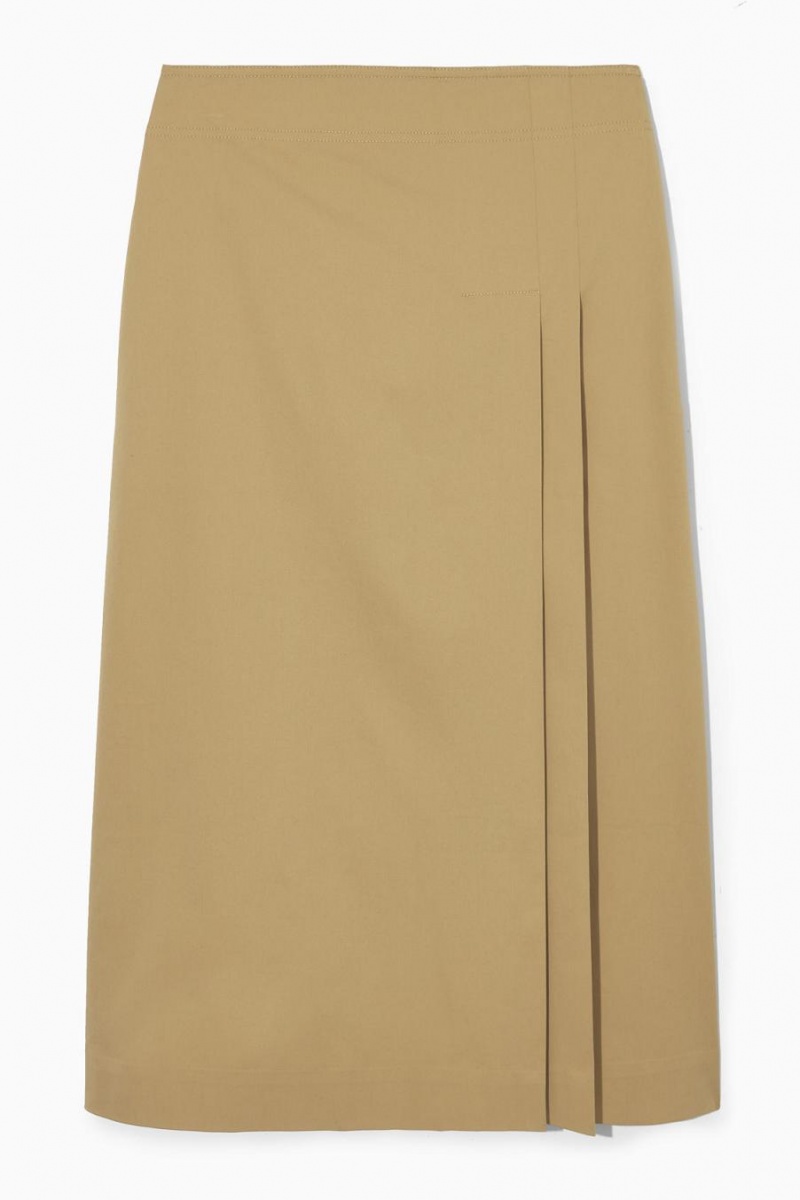 Fusta Dama COS Plisat Midi Wrap Bej | OFZQX-3026