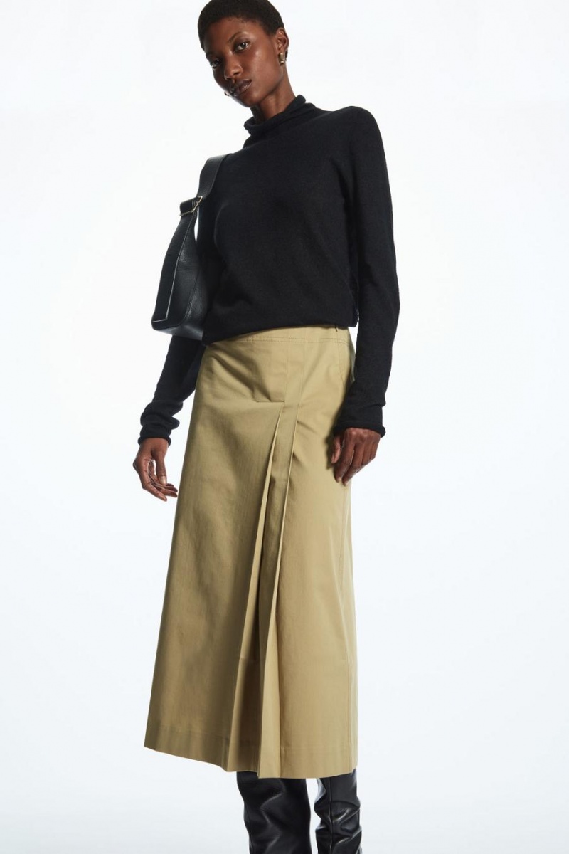 Fusta Dama COS Plisat Midi Wrap Bej | OFZQX-3026