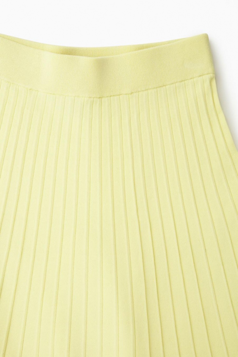 Fusta Dama COS Plisat Tricotate Maxi Galbeni Deschis | YWTSD-8014