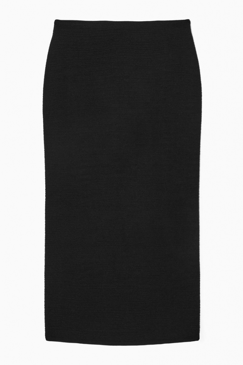 Fusta Dama COS Textured Pencil Negrii | CORYW-4036