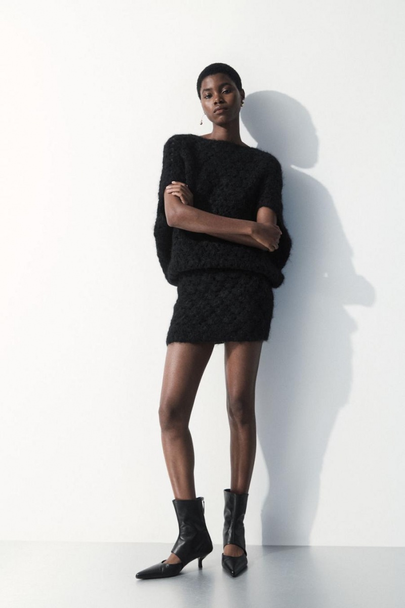 Fusta Dama COS The Crochet-knit Mini Negrii | PVISQ-4150
