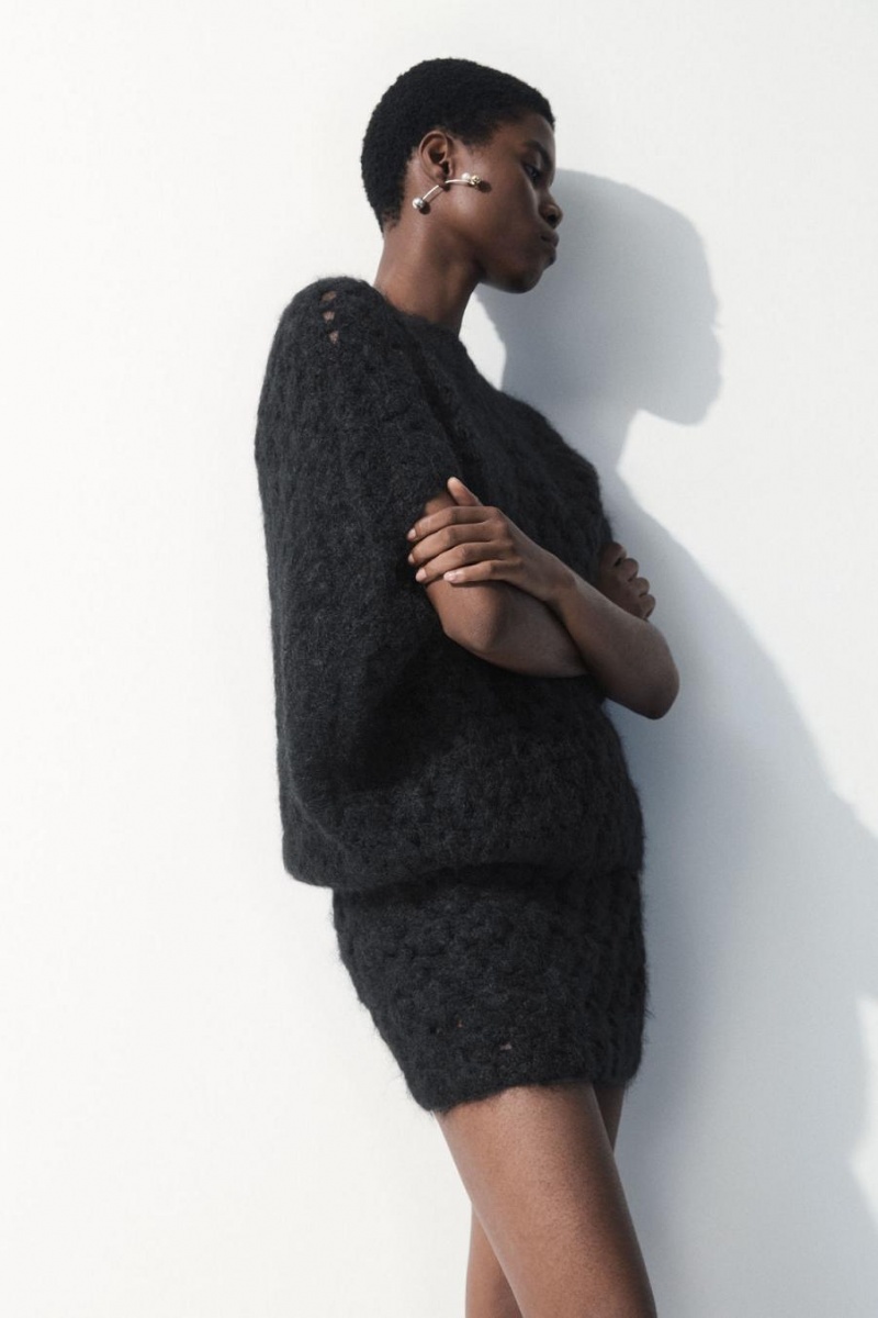Fusta Dama COS The Crochet-knit Mini Negrii | PVISQ-4150