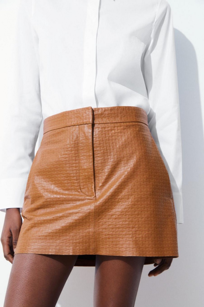 Fusta Dama COS The Embossed-leather Mini Maro | IRYWO-3240