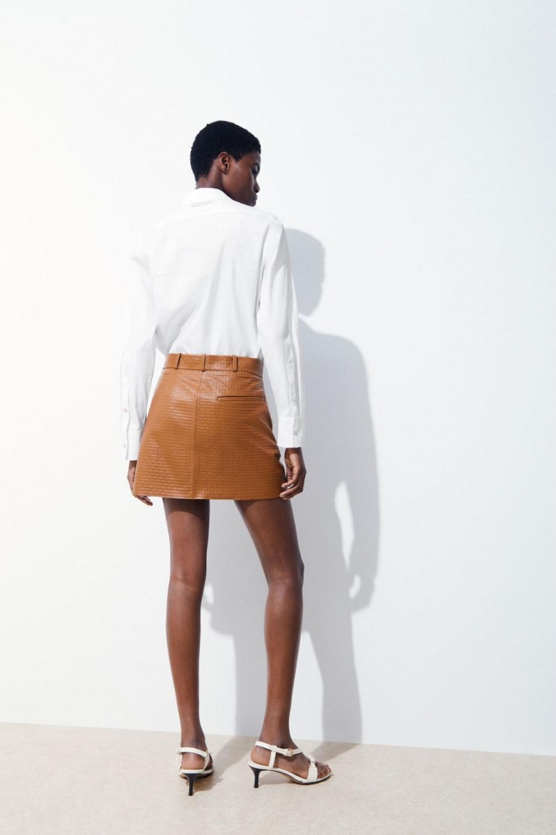 Fusta Dama COS The Embossed-leather Mini Maro | IRYWO-3240