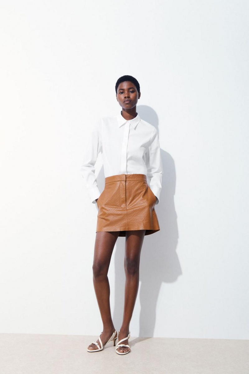 Fusta Dama COS The Embossed-leather Mini Maro | IRYWO-3240