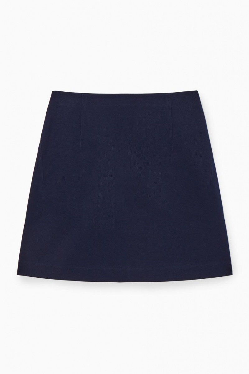 Fusta Dama COS Twill Mini Bleumarin | XNATF-8976