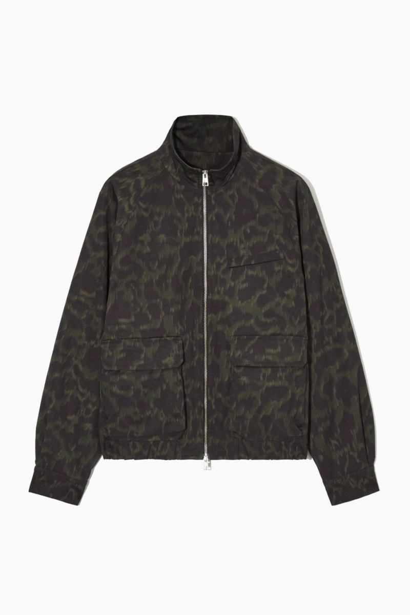 Geaca Barbati COS Animal-print Harrington Kaki Maro | TXHMB-6407