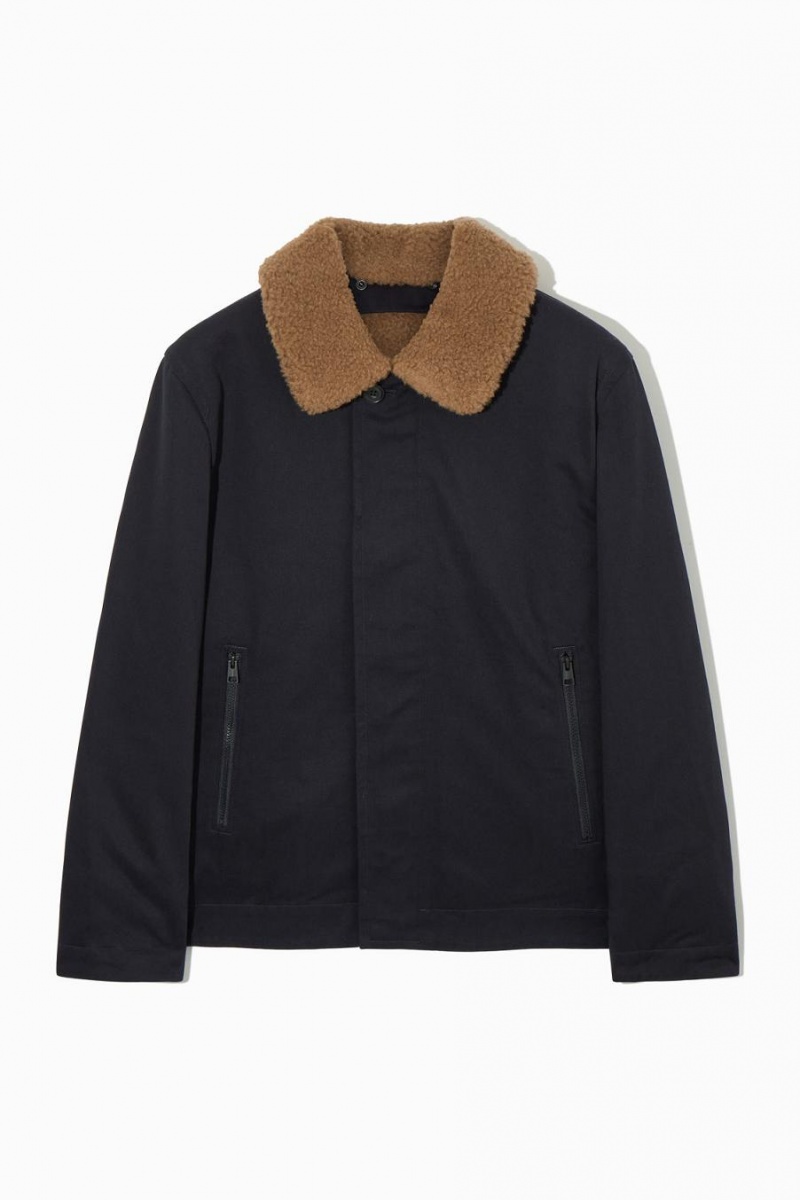 Geaca Barbati COS Convertible Teddy-lined Bleumarin Maro | FLPKT-8046