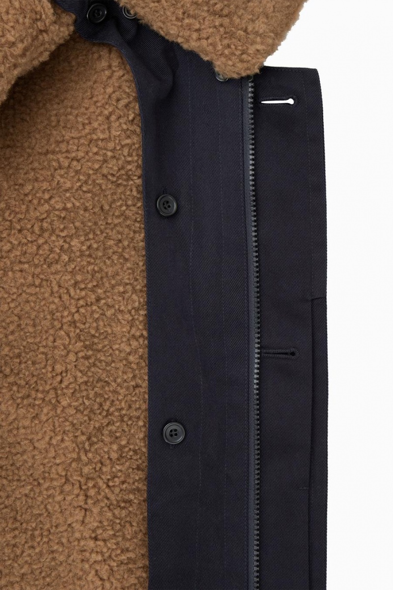 Geaca Barbati COS Convertible Teddy-lined Bleumarin Maro | FLPKT-8046