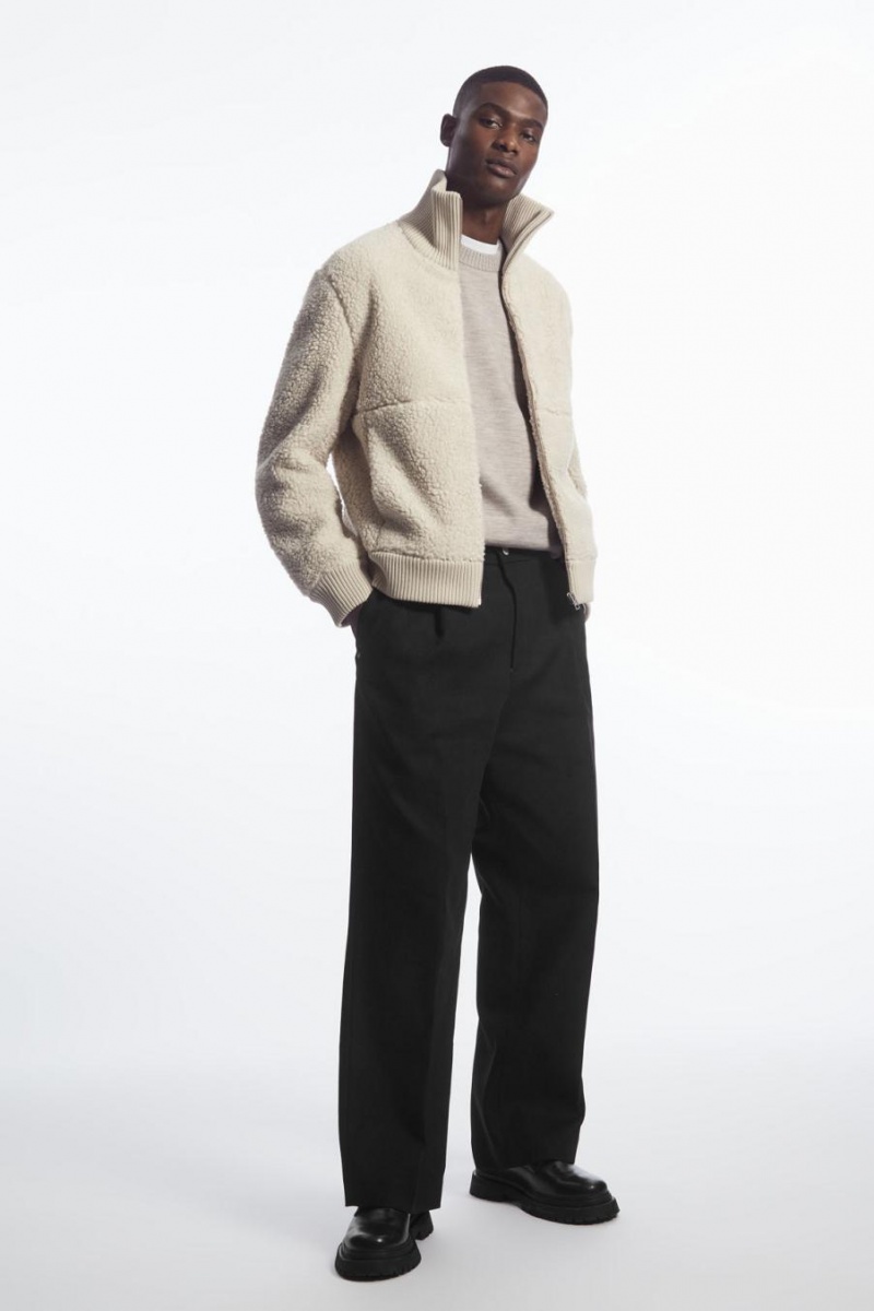 Geaca Barbati COS Funnel-neck Teddy Bej Deschis | ILEND-7593