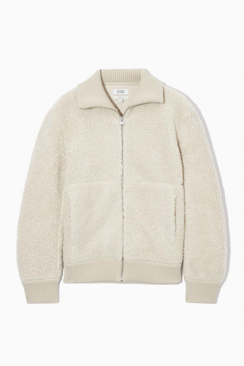Geaca Barbati COS Funnel-neck Teddy Bej Deschis | ILEND-7593