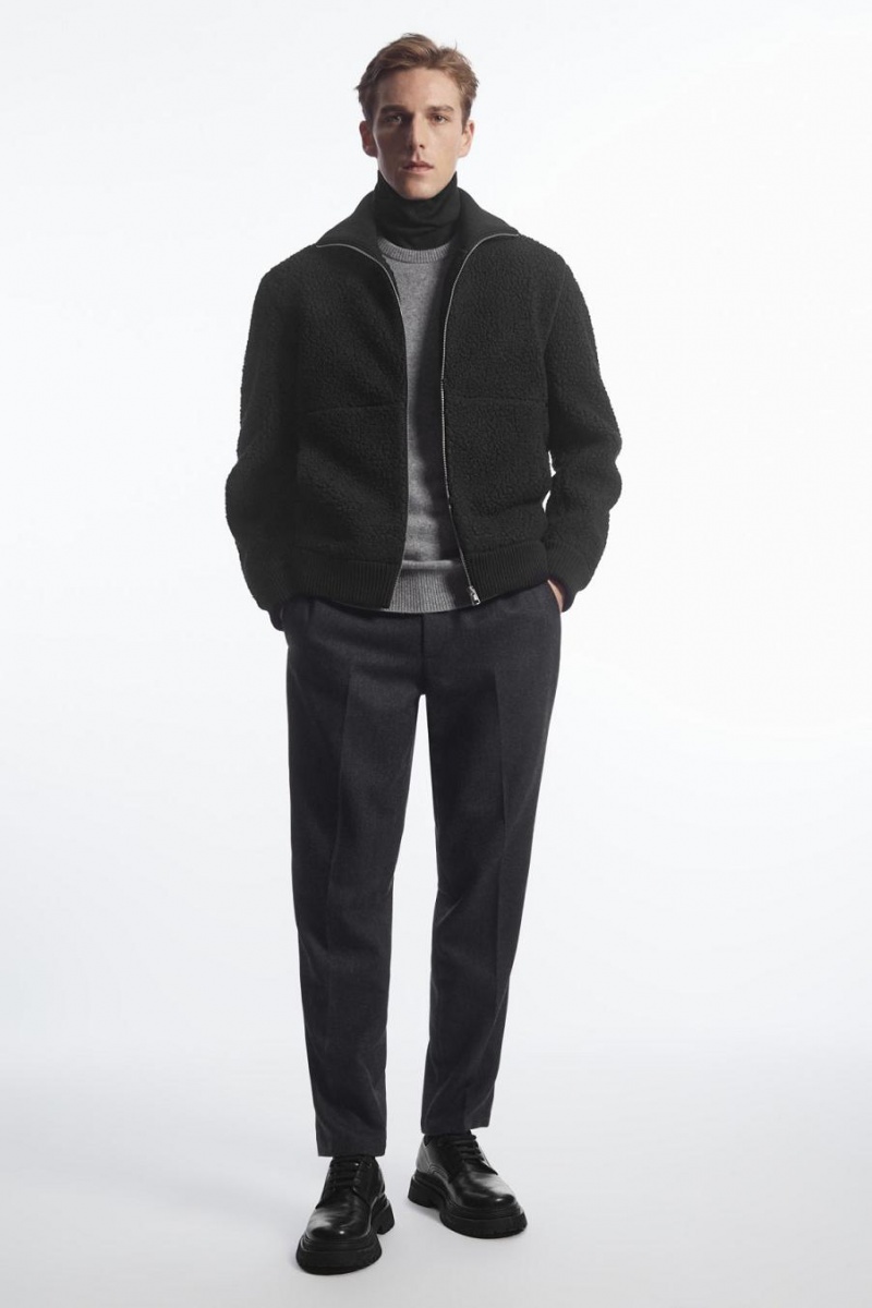 Geaca Barbati COS Funnel-neck Teddy Negrii | UGKQV-6275