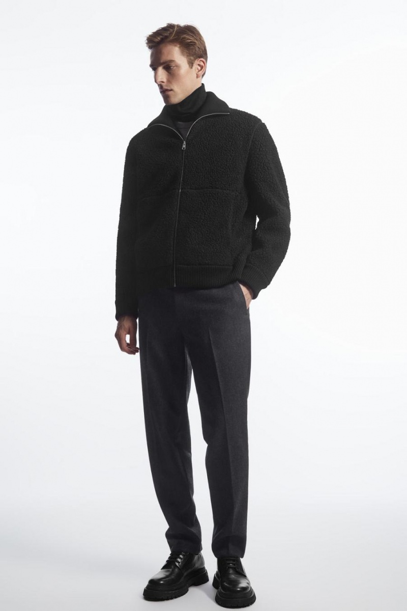 Geaca Barbati COS Funnel-neck Teddy Negrii | UGKQV-6275