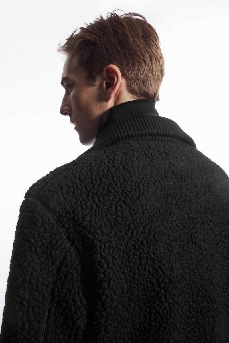 Geaca Barbati COS Funnel-neck Teddy Negrii | UGKQV-6275