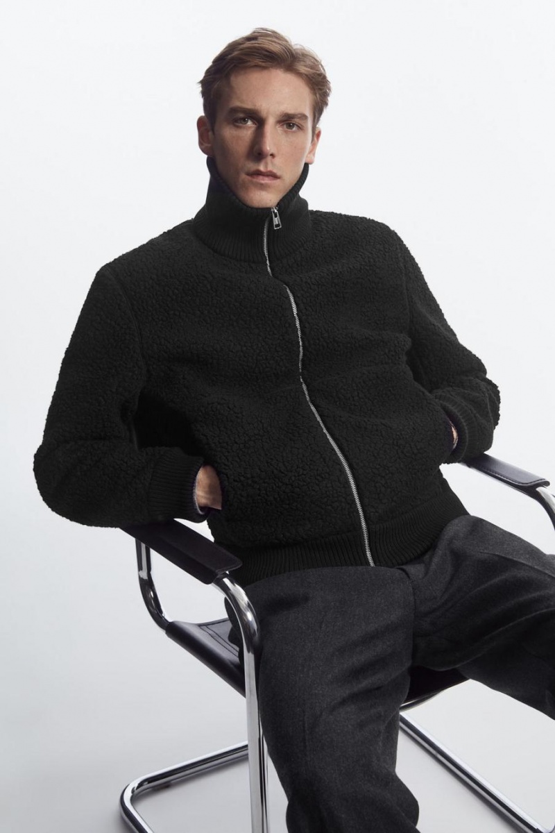 Geaca Barbati COS Funnel-neck Teddy Negrii | UGKQV-6275