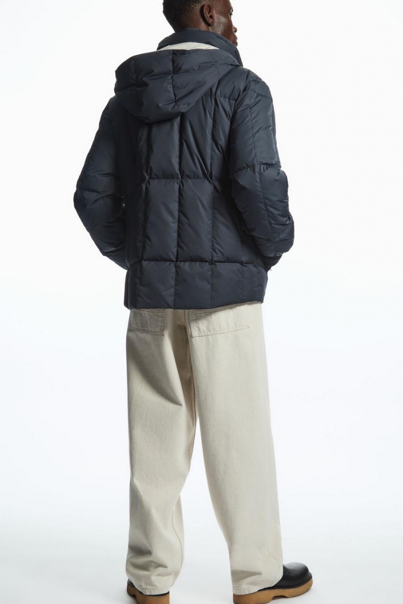 Geaca Barbati COS Reversible Cu Glugă Puffer Gri Deschis Bleumarin | FEVCL-8745