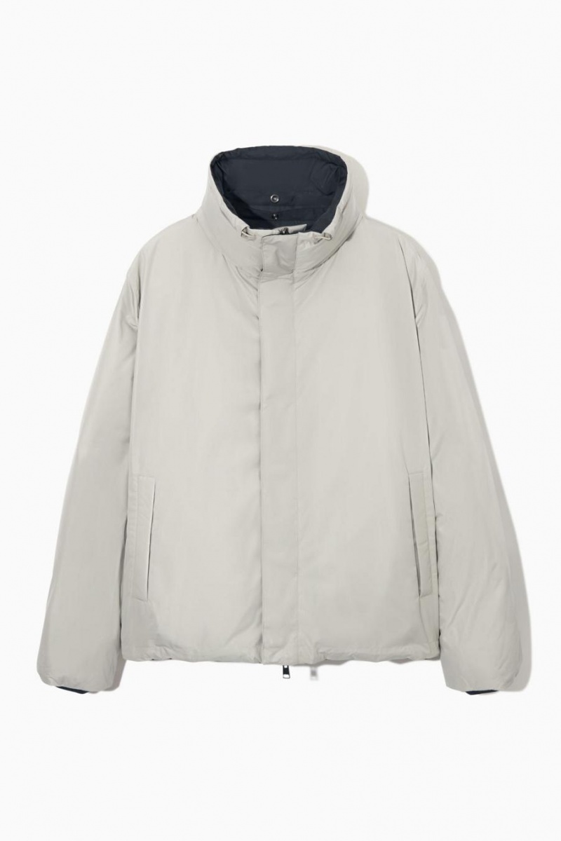 Geaca Barbati COS Reversible Cu Glugă Puffer Gri Deschis Bleumarin | FEVCL-8745
