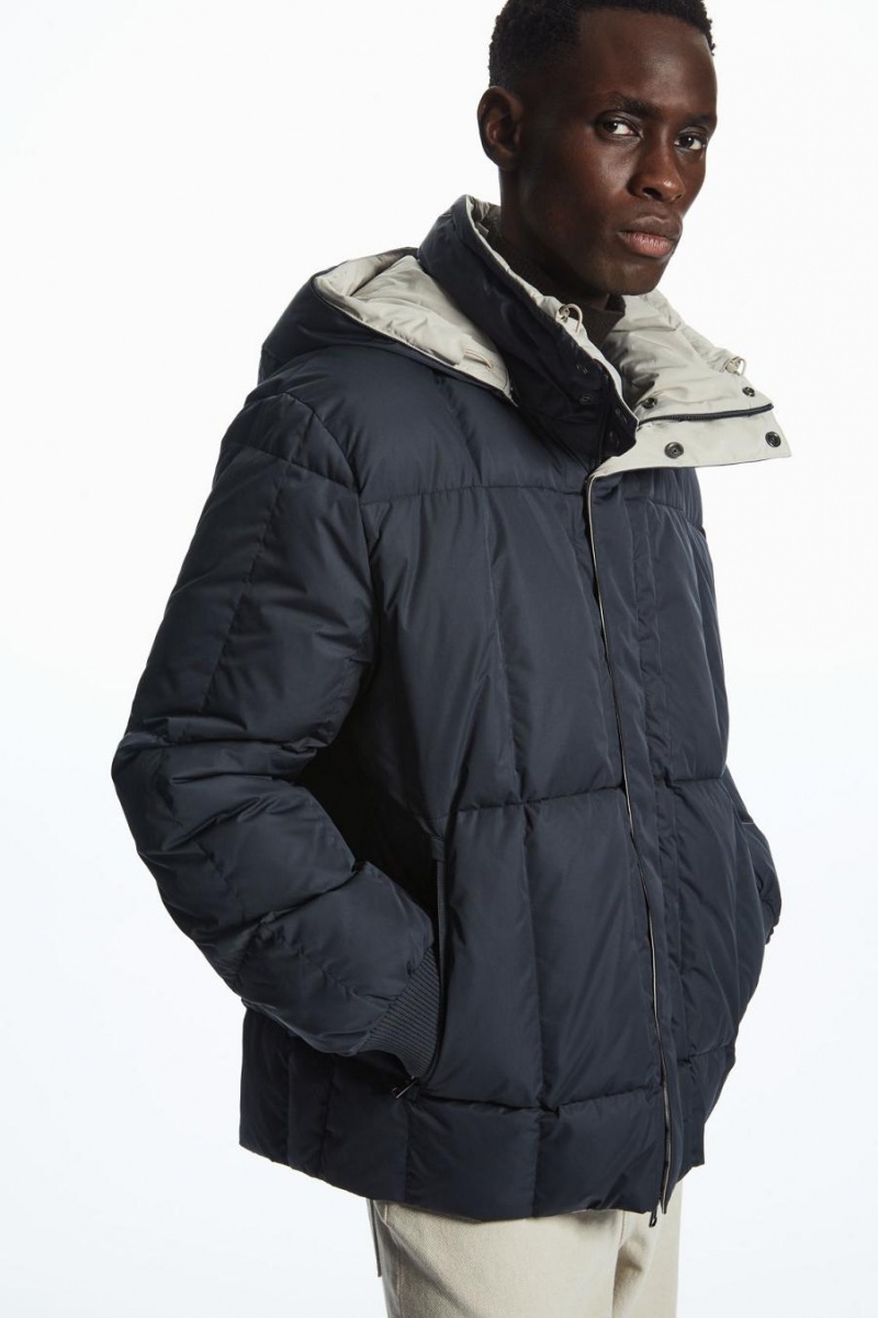 Geaca Barbati COS Reversible Cu Glugă Puffer Gri Deschis Bleumarin | FEVCL-8745