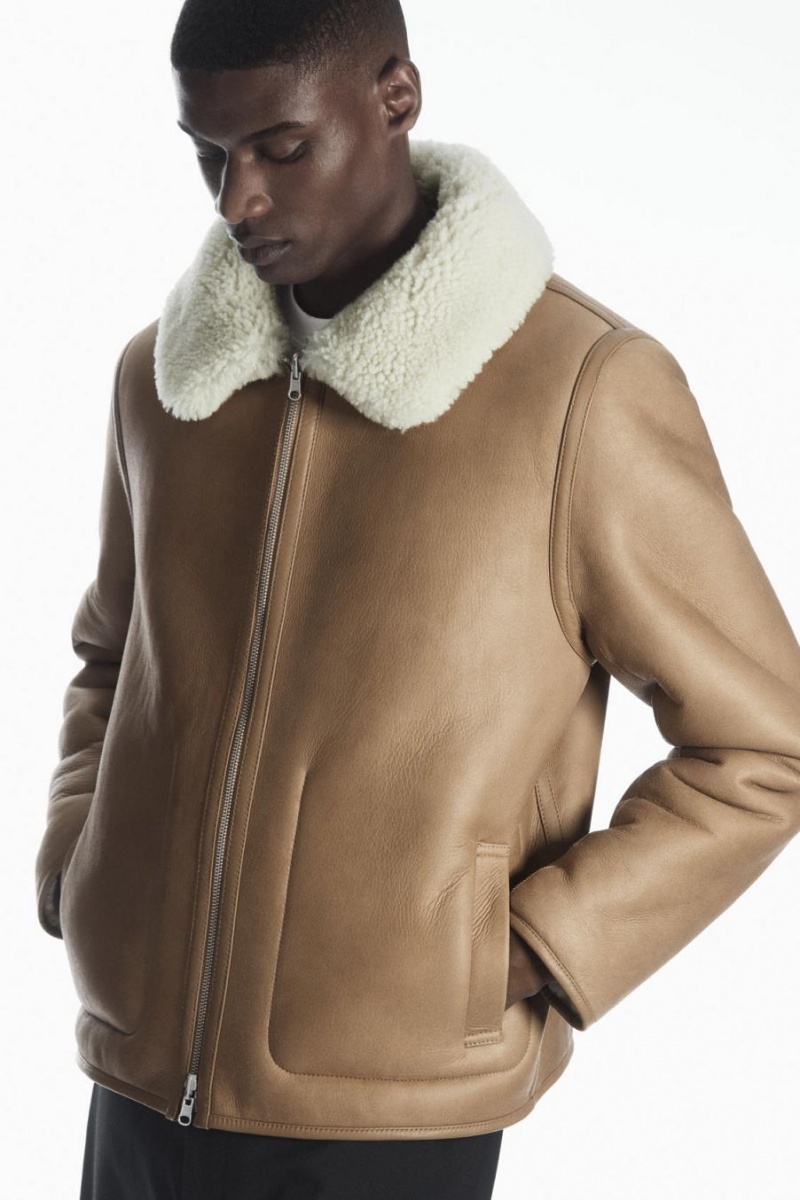 Geaca Barbati COS Reversible Shearling Maro | WPVLB-7284