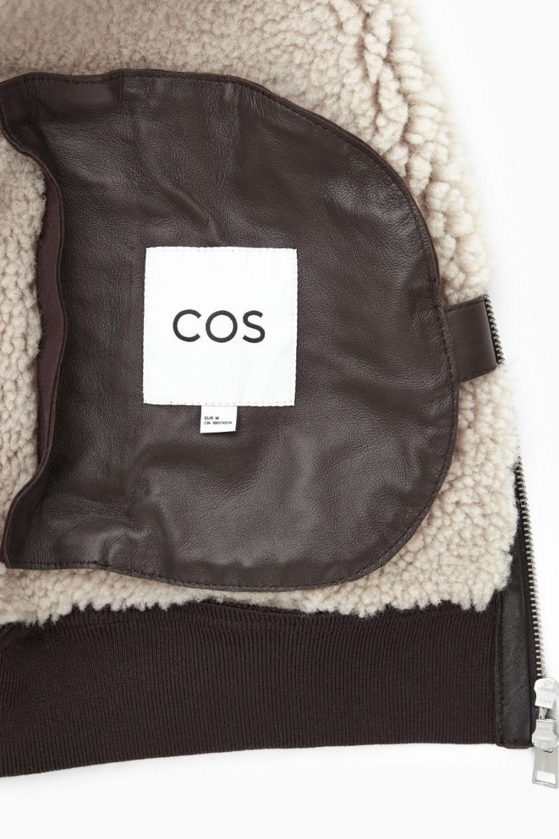 Geaca Barbati COS Shearling Bomber Maro Inchis | BGZFO-9708