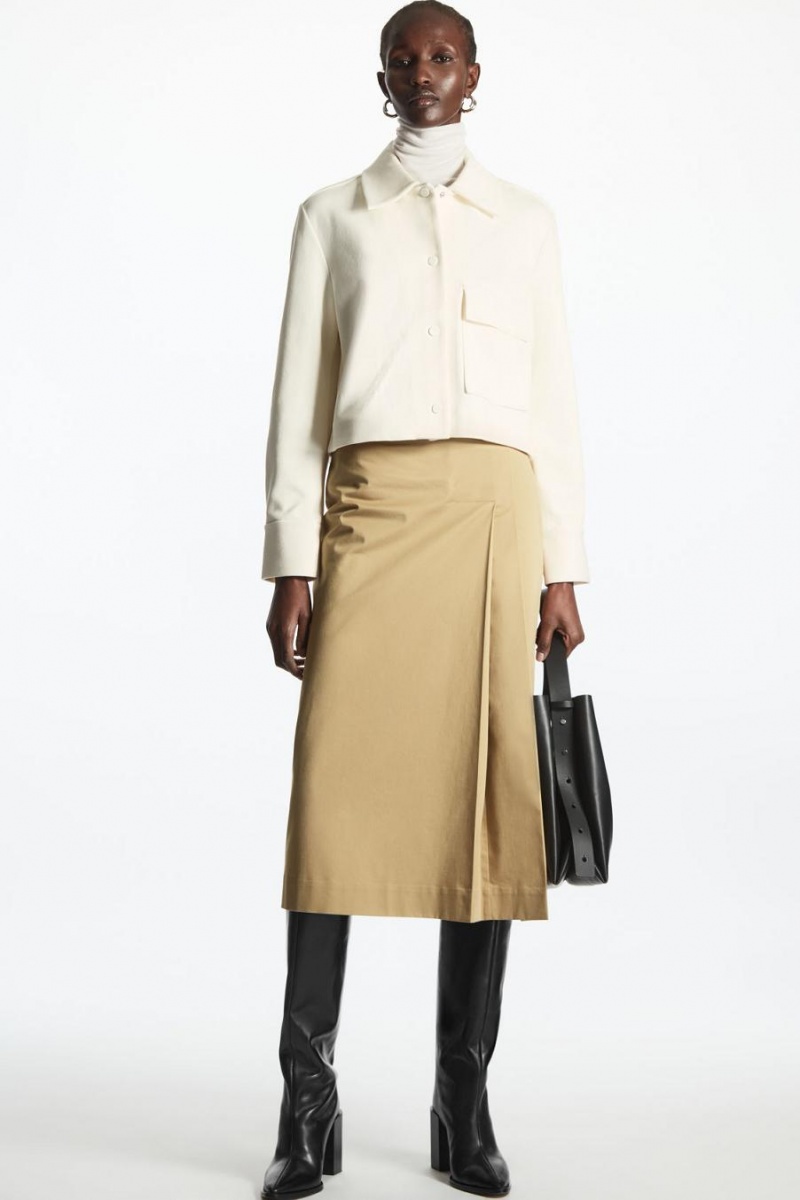 Geaca Dama COS Cropped Twill Albi | OTXZE-8317