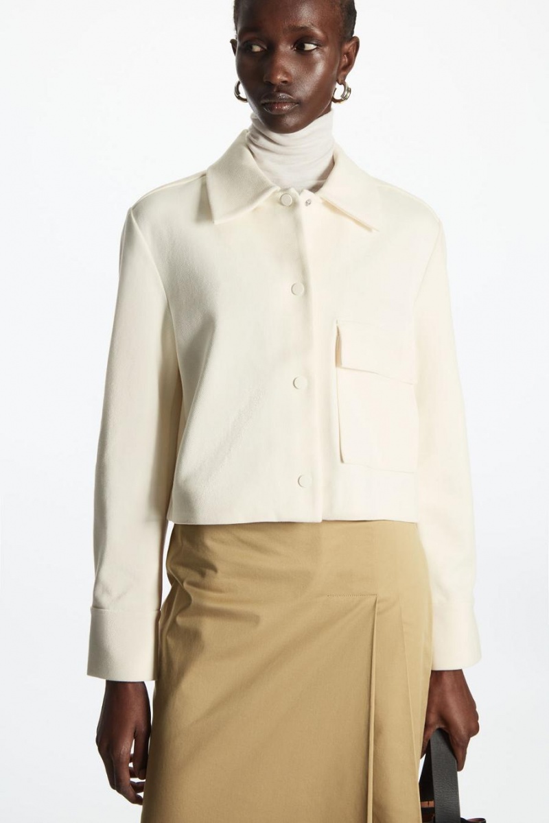 Geaca Dama COS Cropped Twill Albi | OTXZE-8317