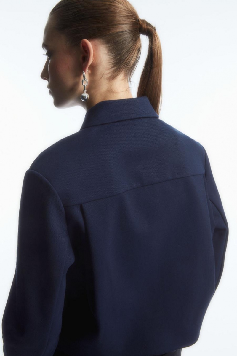 Geaca Dama COS Cropped Twill Bleumarin | HMKVN-6905