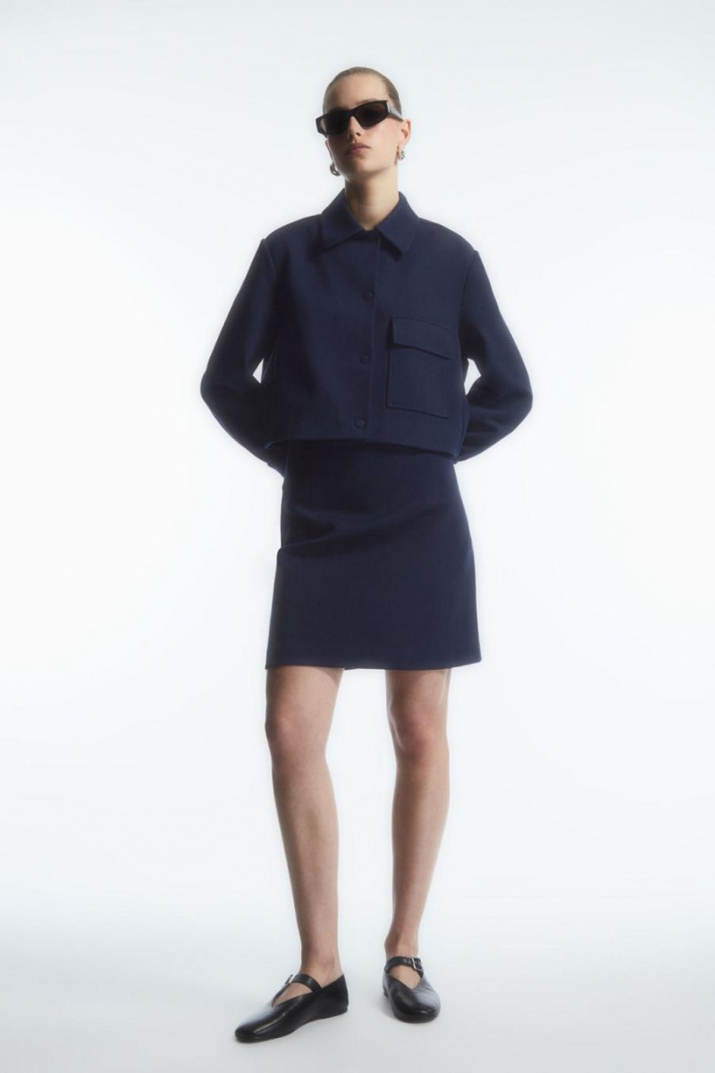 Geaca Dama COS Cropped Twill Bleumarin | HMKVN-6905