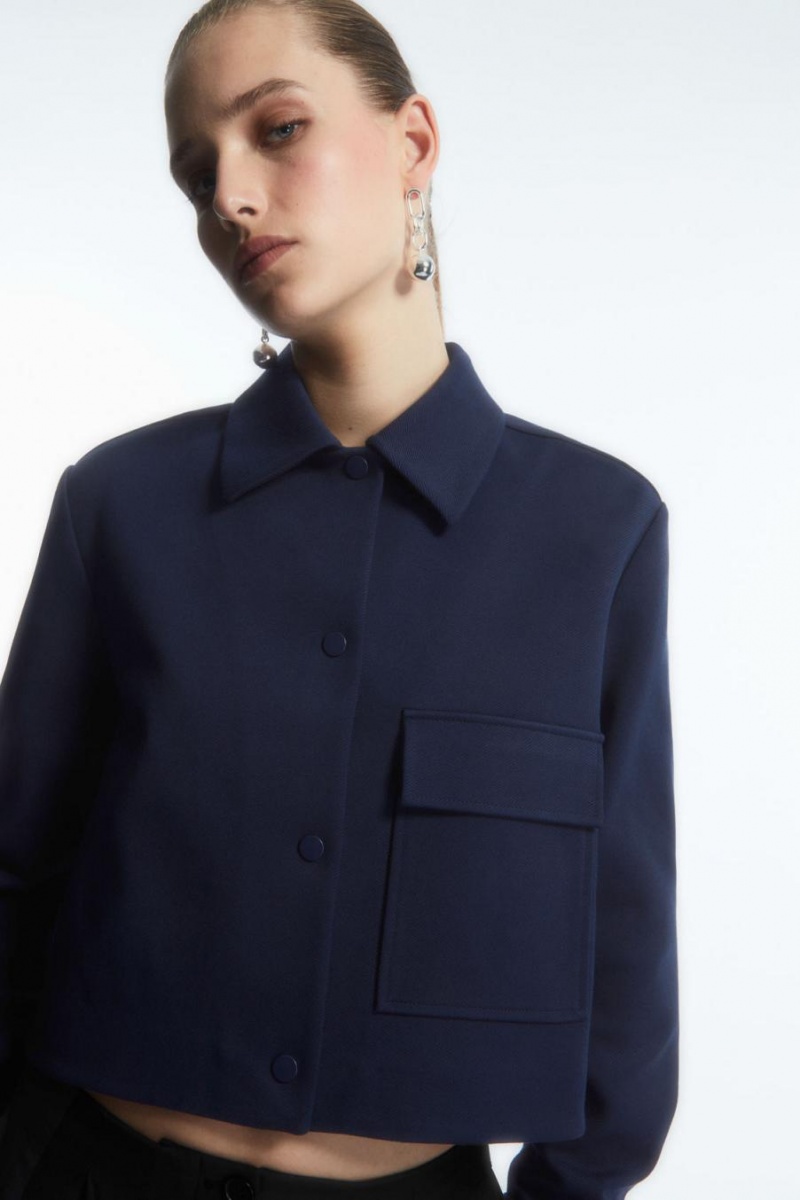 Geaca Dama COS Cropped Twill Bleumarin | HMKVN-6905