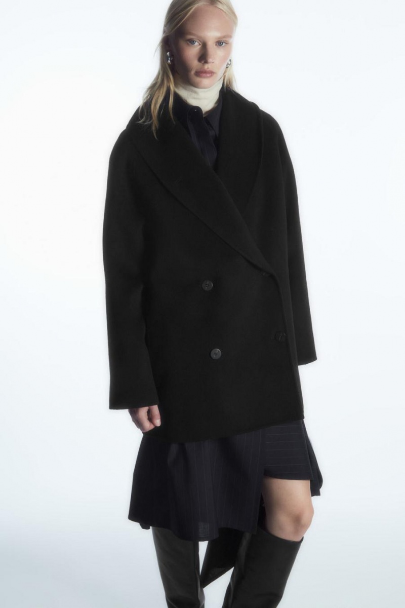 Geaca Dama COS Oversized Shawl-collar Lână Negrii | TNXWP-8916