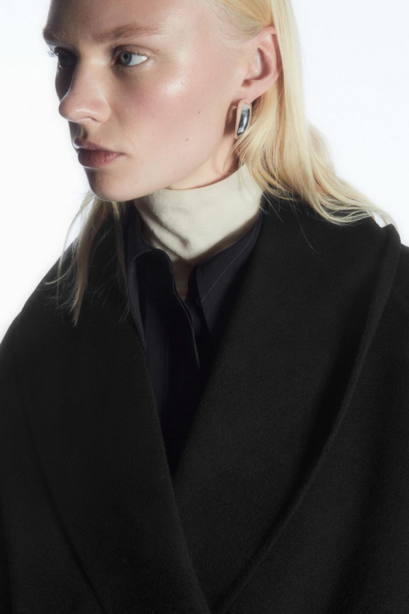 Geaca Dama COS Oversized Shawl-collar Lână Negrii | TNXWP-8916