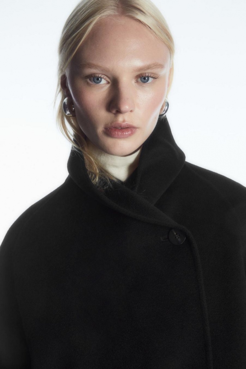 Geaca Dama COS Oversized Shawl-collar Lână Negrii | TNXWP-8916
