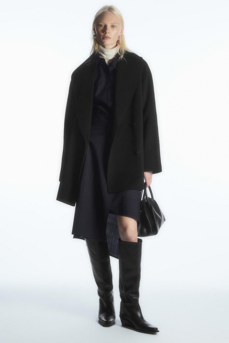 Geaca Dama COS Oversized Shawl-collar Lână Negrii | TNXWP-8916