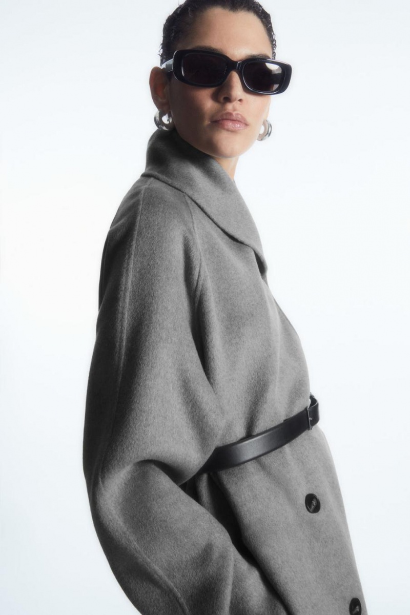 Geaca Dama COS Oversized Shawl-collar Lână Gri | KMARZ-1742
