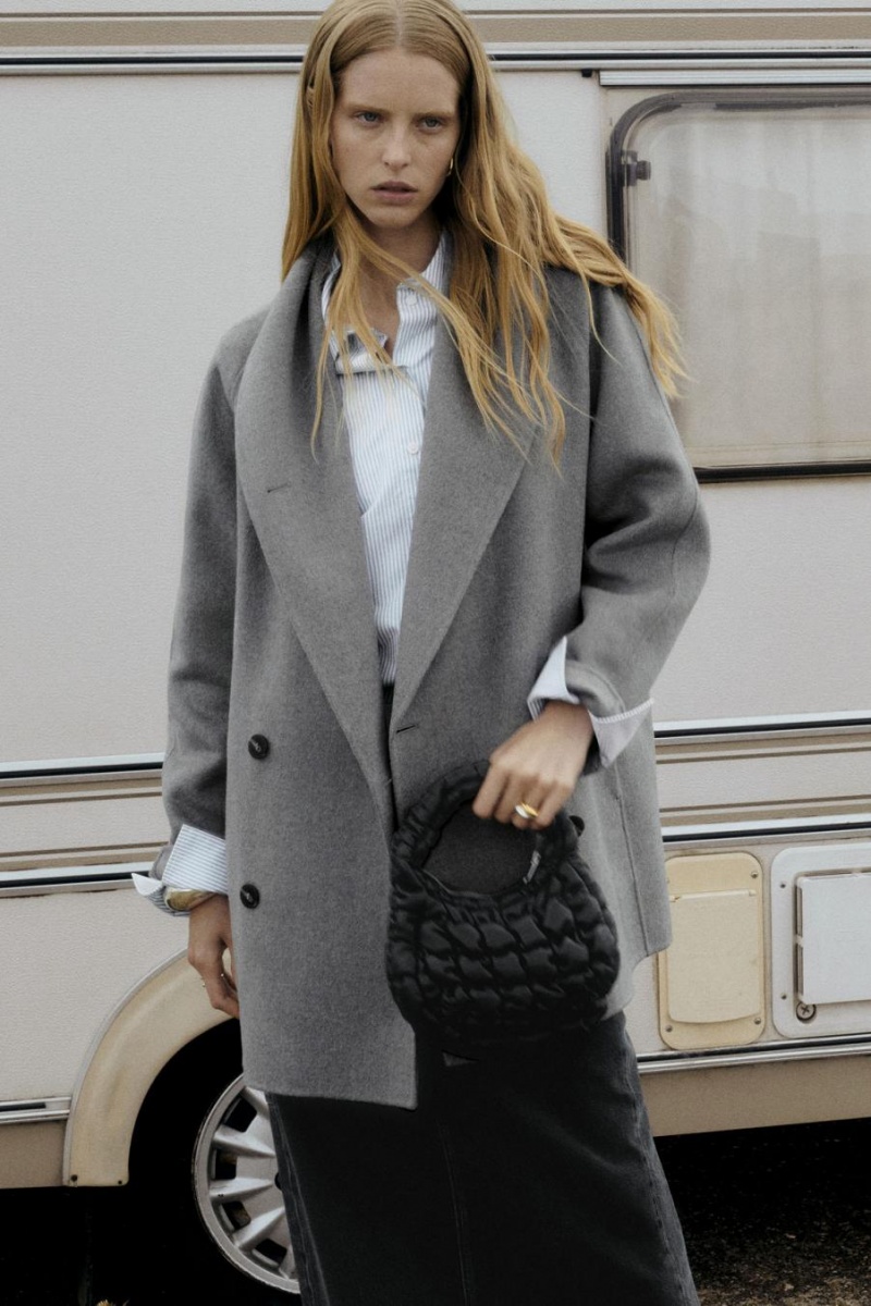 Geaca Dama COS Oversized Shawl-collar Lână Gri | KMARZ-1742
