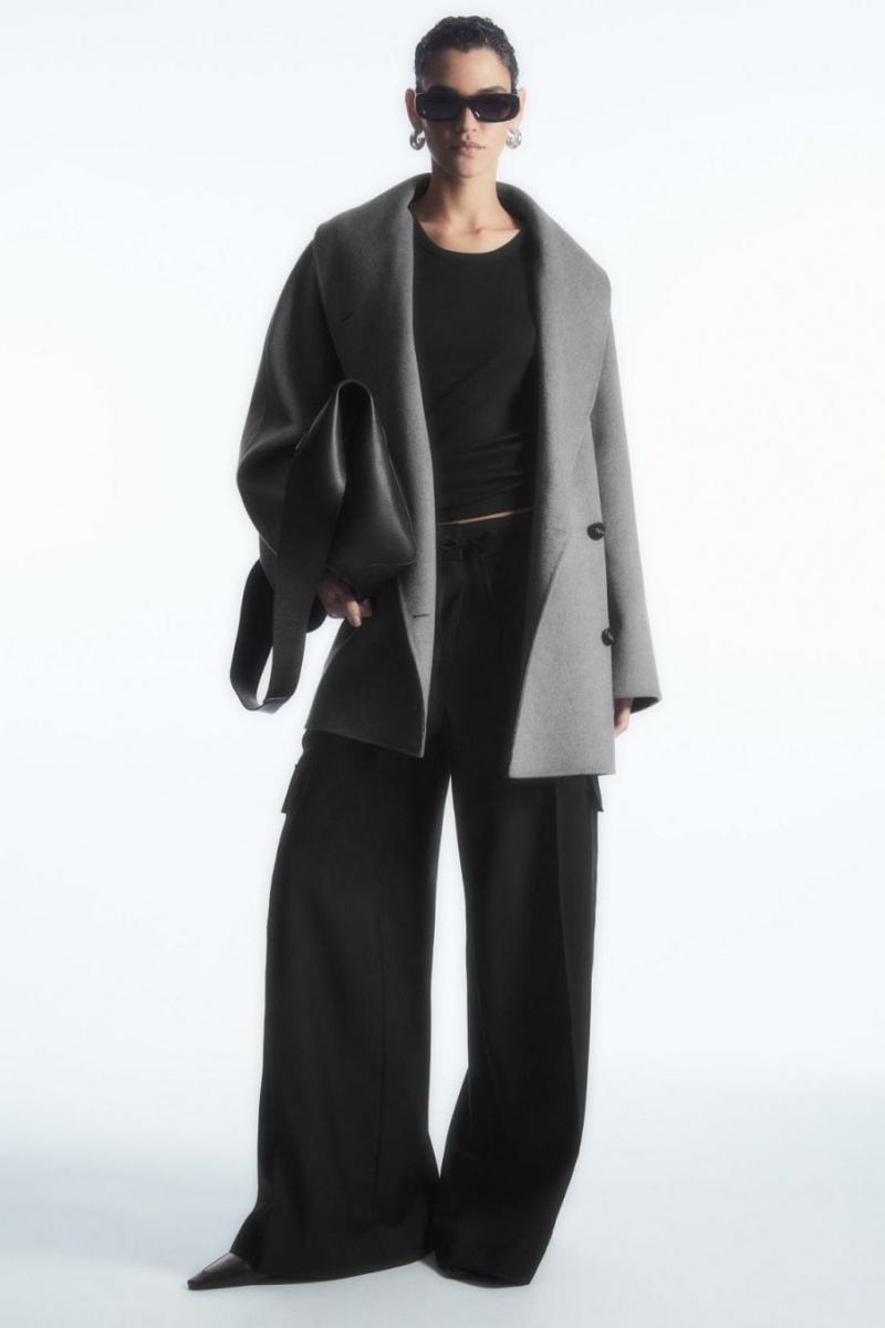 Geaca Dama COS Oversized Shawl-collar Lână Gri | KMARZ-1742