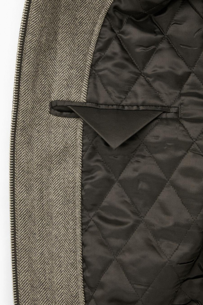 Geaca Dama COS Power-shoulder Lână-herringbone Maro Deschis | VJDSK-0673