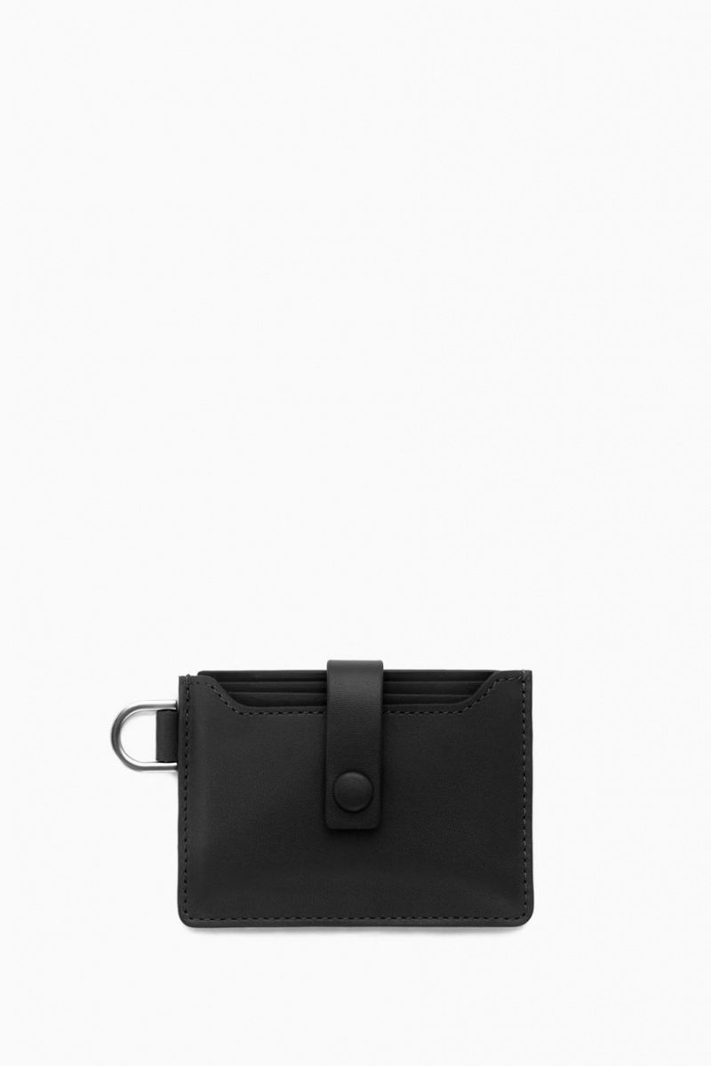 Geanta Barbati COS Piele Lanyard Cardholder Negrii | DTPWZ-3604