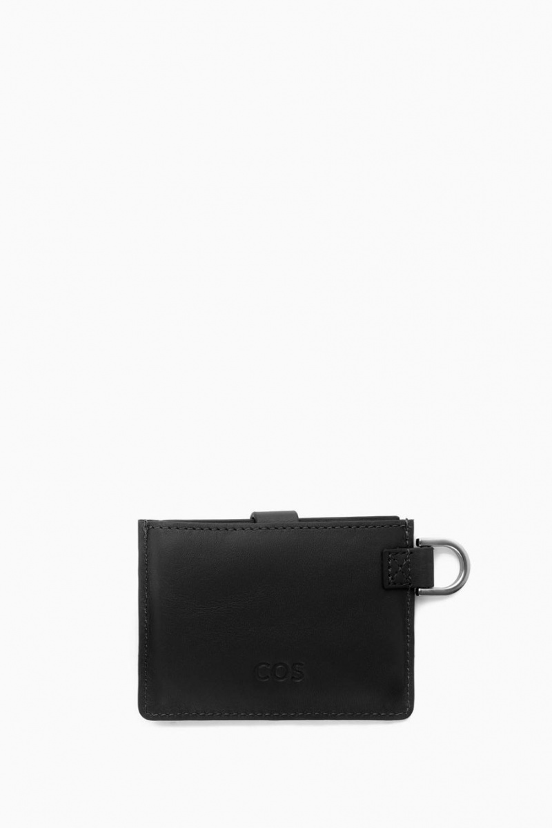 Geanta Barbati COS Piele Lanyard Cardholder Negrii | DTPWZ-3604