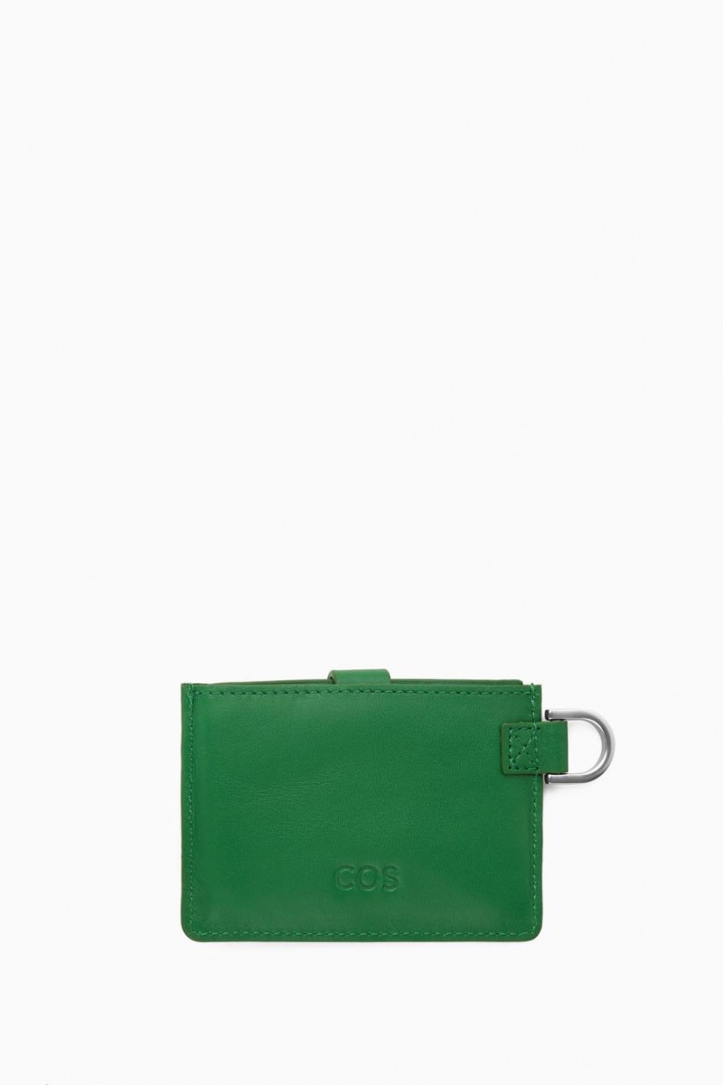 Geanta Barbati COS Piele Lanyard Cardholder Verzi | PVYAM-1754