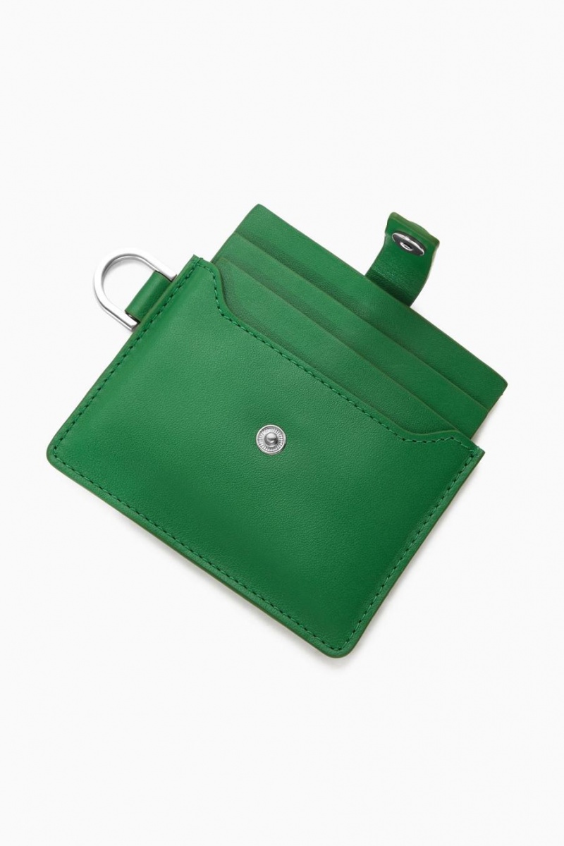 Geanta Barbati COS Piele Lanyard Cardholder Verzi | PVYAM-1754