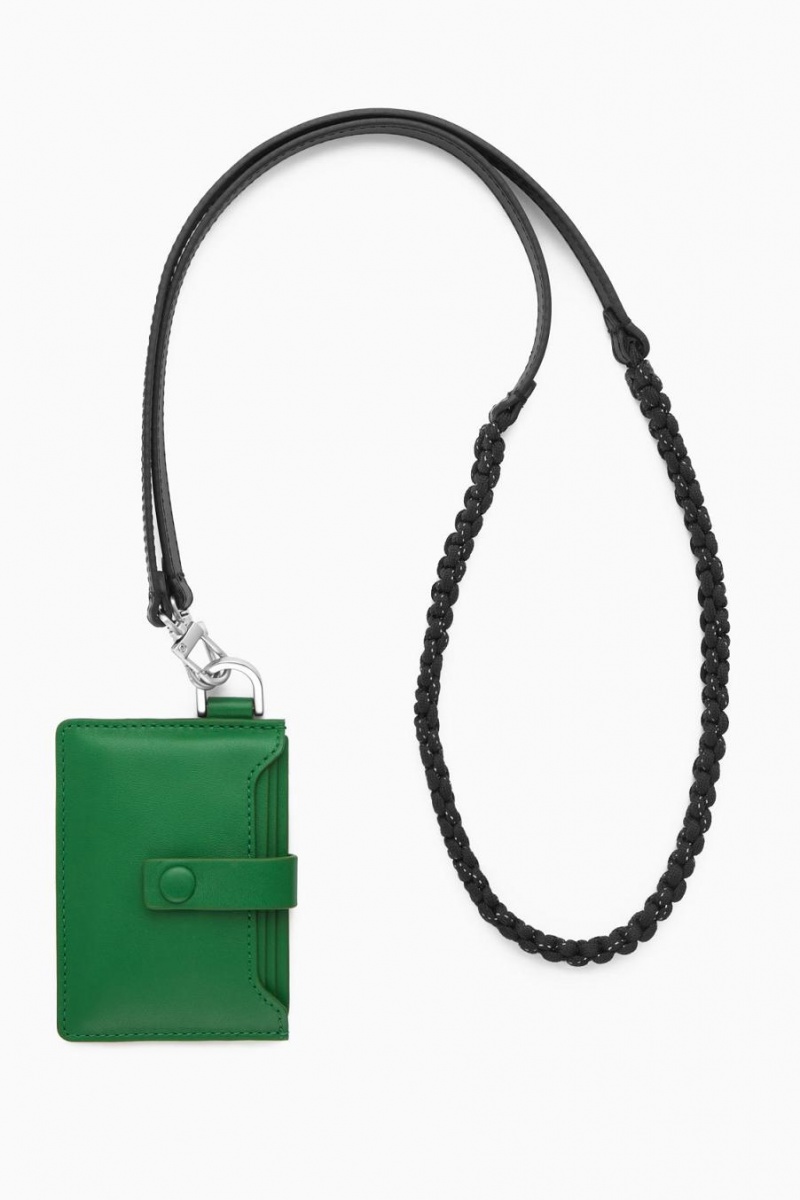 Geanta Barbati COS Piele Lanyard Cardholder Verzi | PVYAM-1754