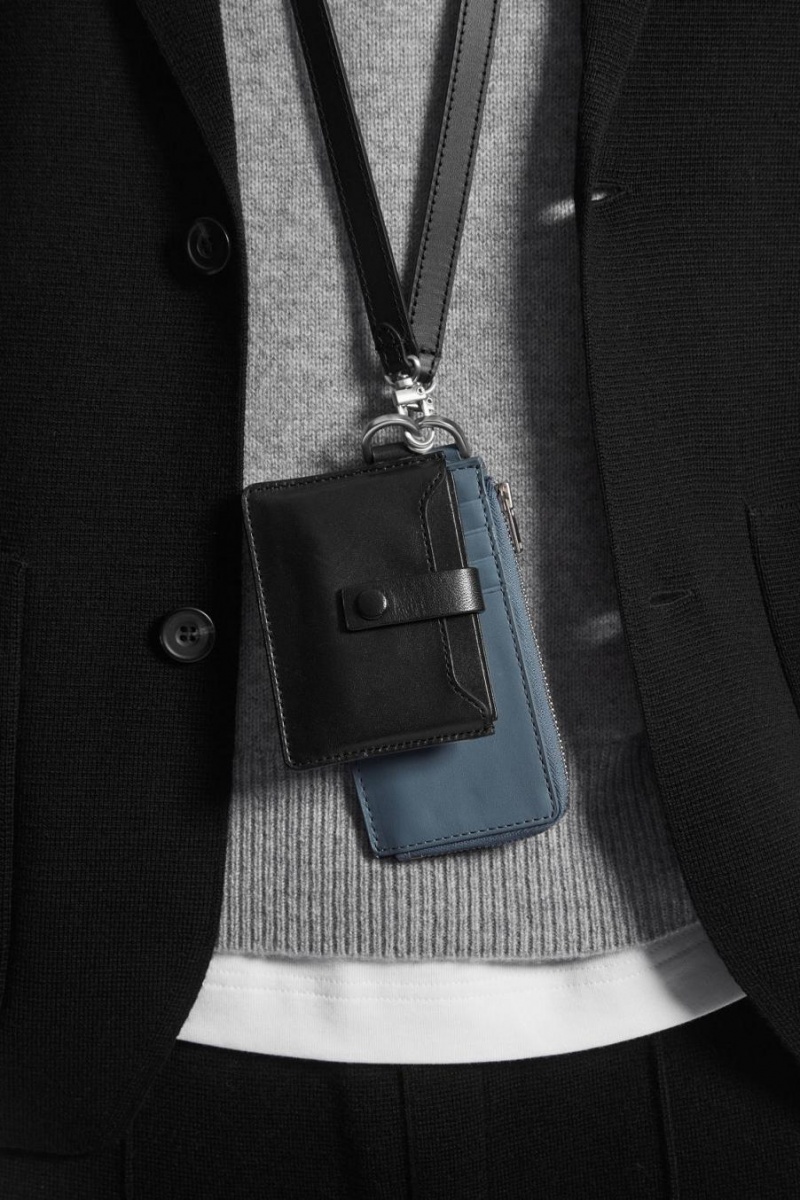 Geanta Barbati COS Piele Zipped Cardholder Albastri Deschis | FDIAR-6539