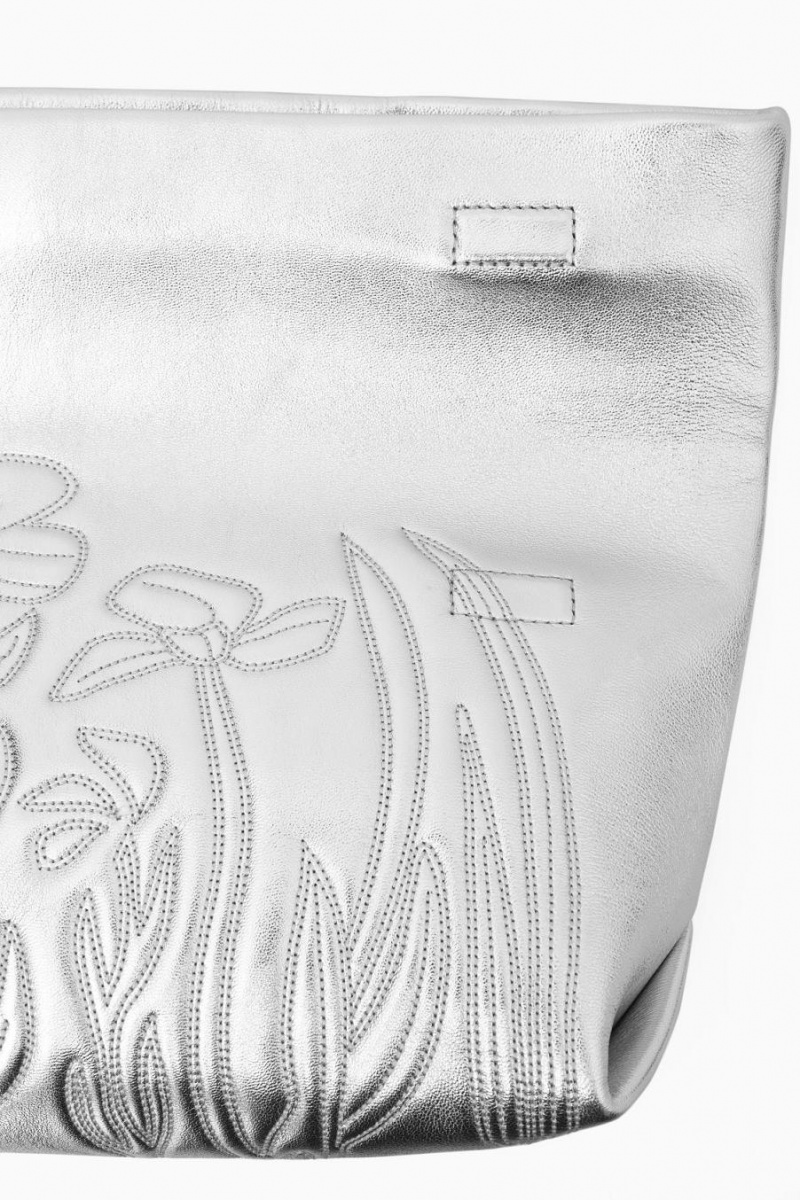 Geanta Dama COS Embroidered Western - Piele Argintii | VWTID-7158
