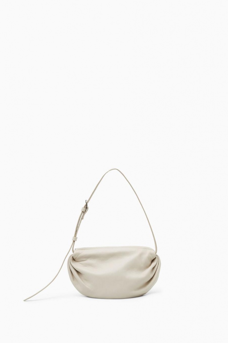 Geanta Dama COS Gathered Shoulder - Piele Albi | MJGYV-4281
