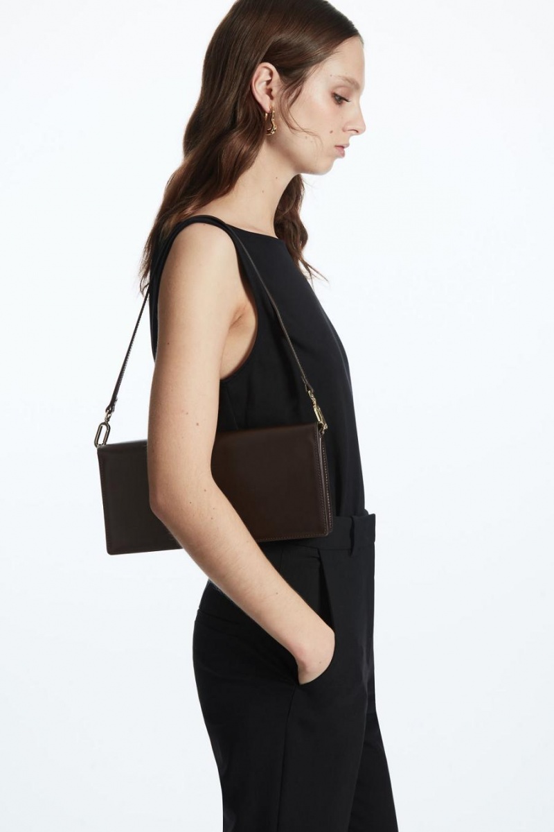 Geanta Dama COS Minimal Shoulder - Piele Maro Inchis | AFHNC-8126