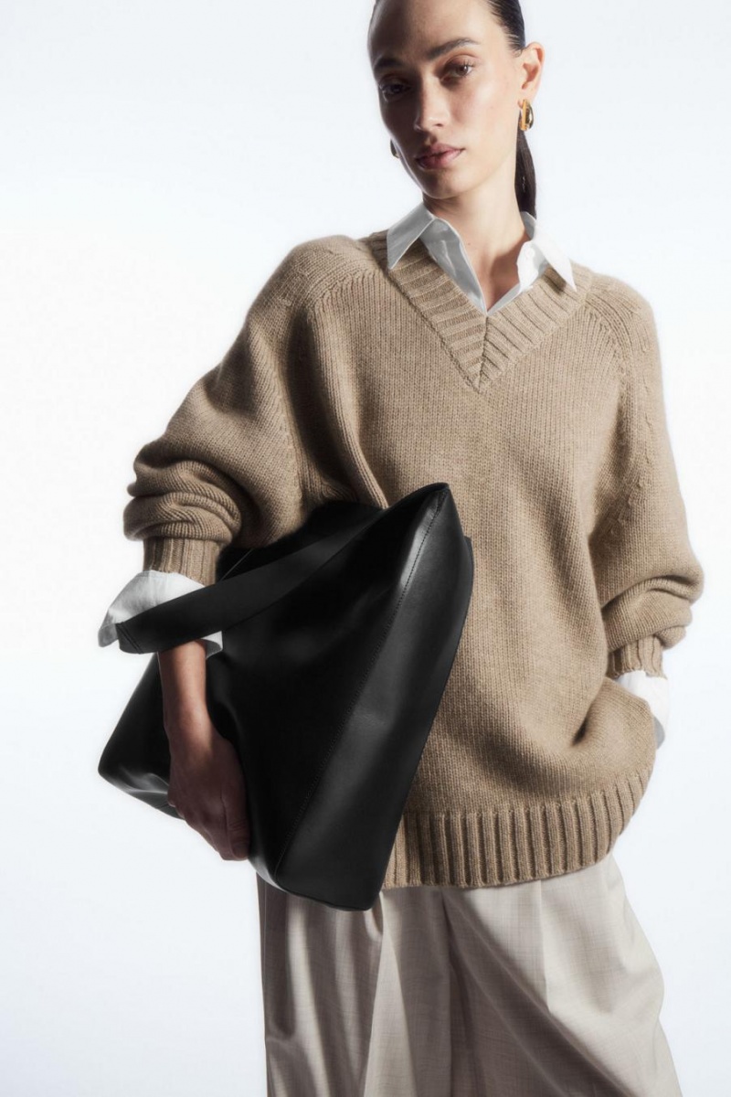 Geanta Dama COS Slouchy Shoulder - Piele Negrii | FZQRK-6352