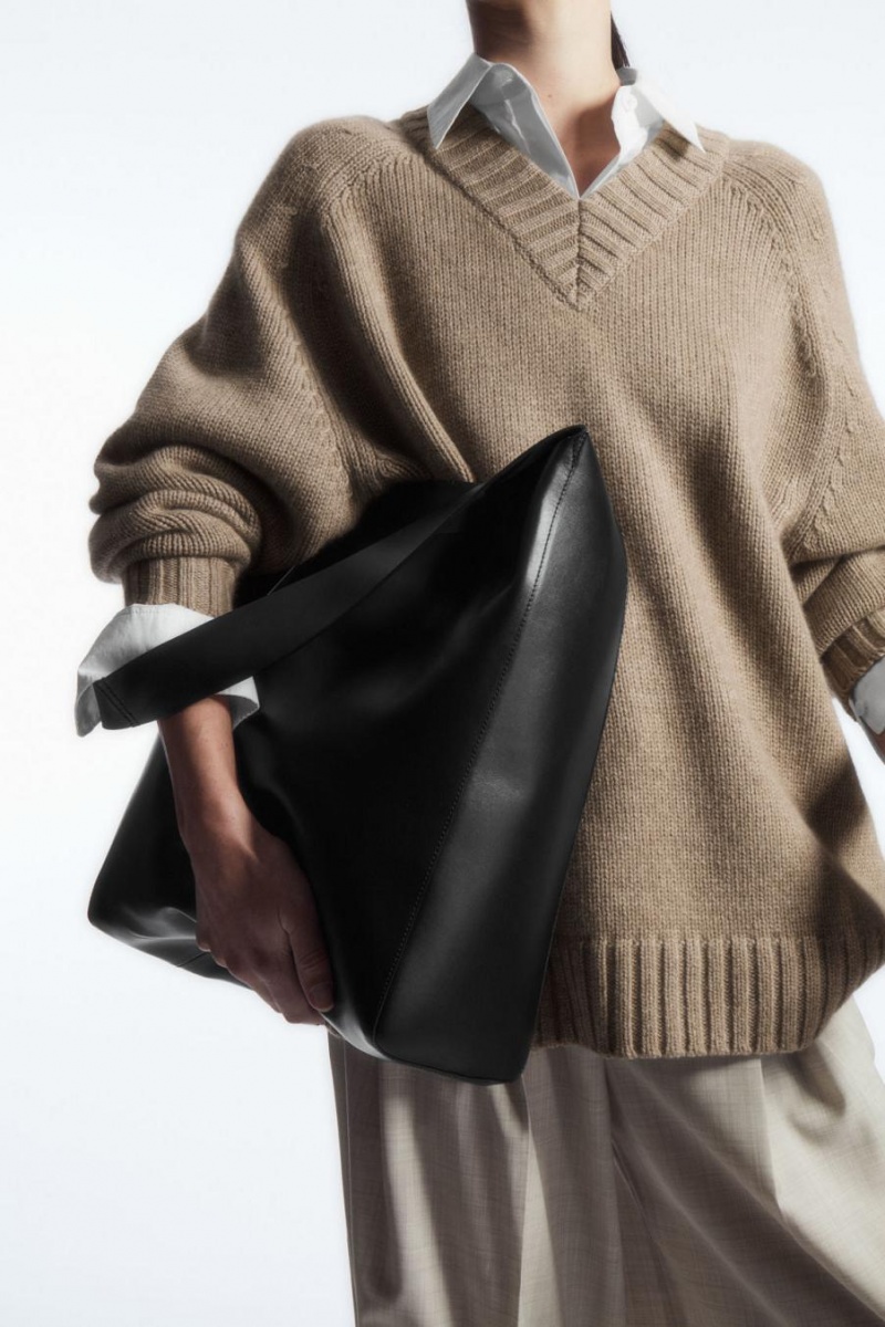 Geanta Dama COS Slouchy Shoulder - Piele Negrii | FZQRK-6352