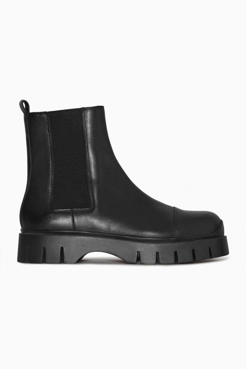 Ghete Chelsea Dama COS Grosolan Piele Negrii | DHBFK-5634