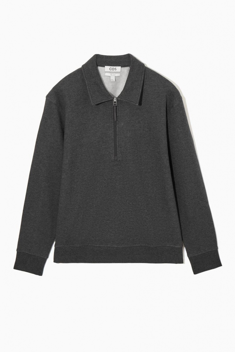 Hanorac Barbati COS Collared Half-zip Gri Inchis | DCNHW-9408